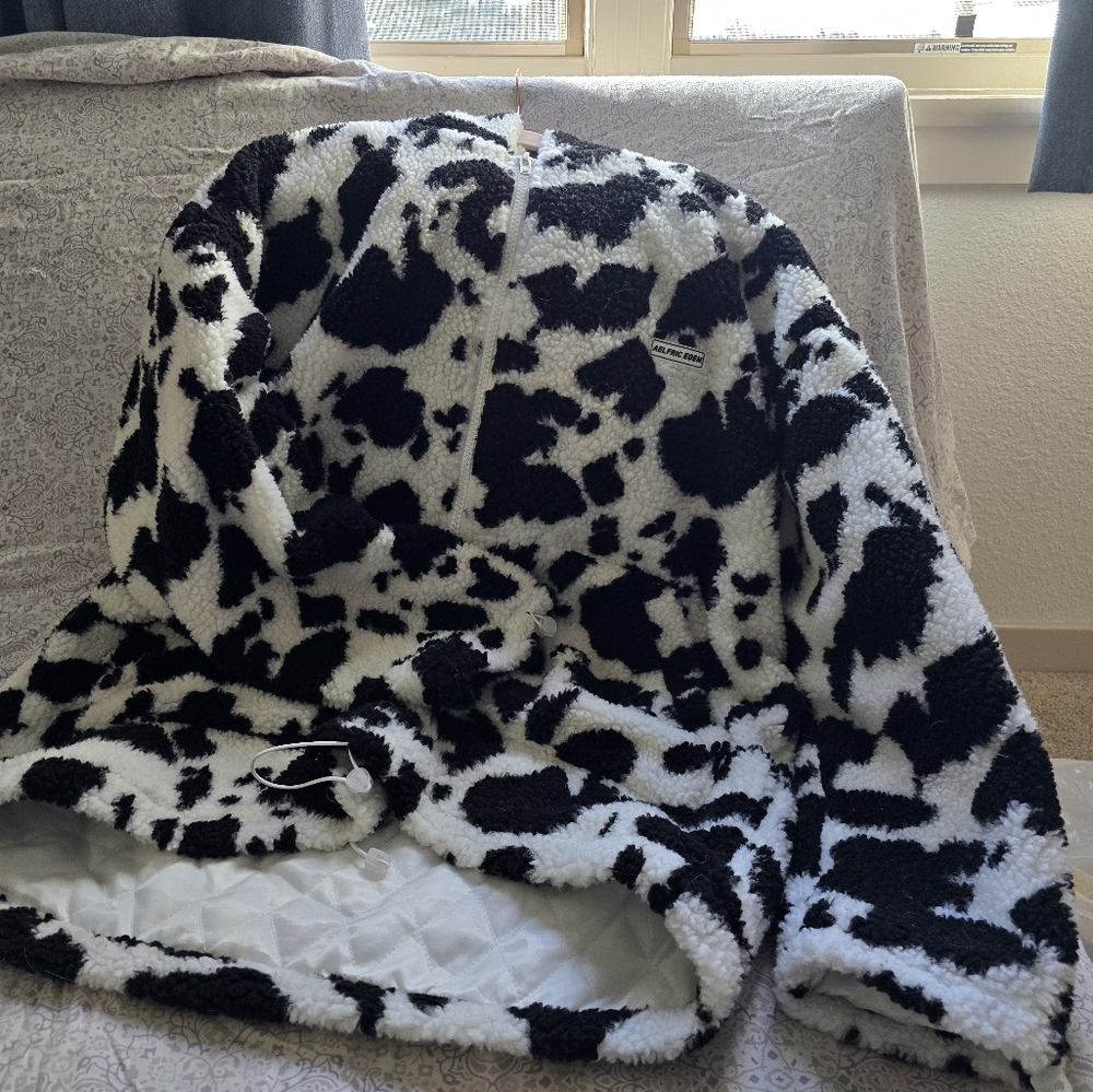 Aelfric Eden fuzzy sherpa cow hoodie